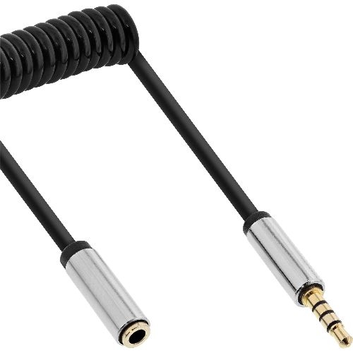 InLine® Slim Audio Spiralkabel Klinke 3,5mm ST/BU, 4pol, Stereo, 1m 99281