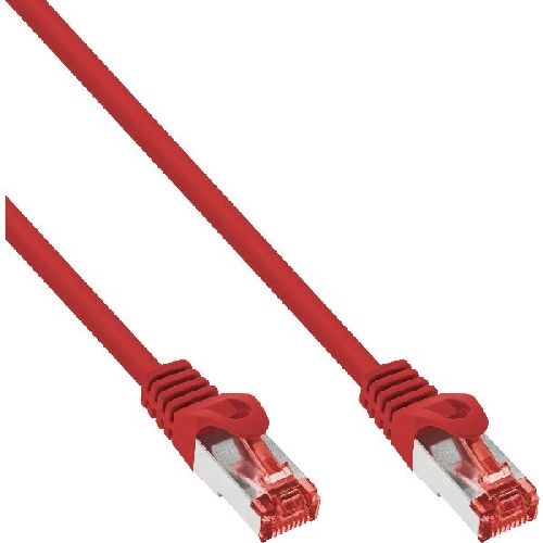 InLine® Patchkabel, S/FTP (PiMf), Cat.6, halogenfrei, Kupfer, rot, 0,25m 76922R