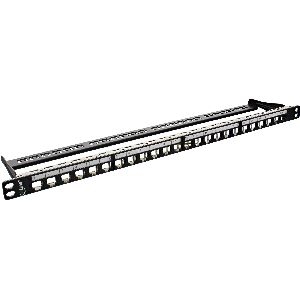 InLine® Patchfeld Leerblech 24-fach, für RJ45 Keystone Snap-In 19&quot;/0.5HE schwarz 76824C