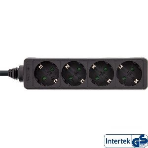 InLine® Steckdosenleiste, 4-fach Schutzkontakt, schwarz, 5m 16445E