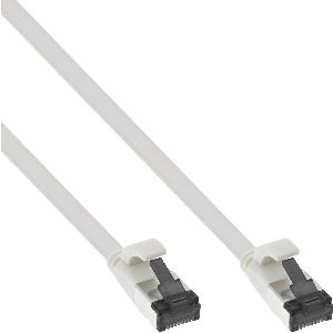 InLine® Patchkabel flach, U/FTP, Cat.8.1, TPE halogenfrei, weiß, 0,3m 75813W