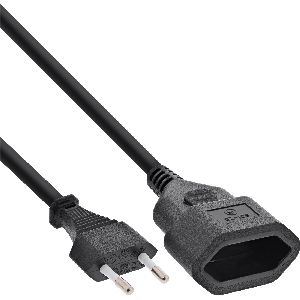 InLine® Euro-Verlängerung, Eurostecker an Eurokupplung, schwarz, 3m 16683S