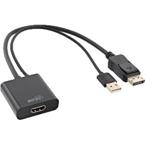 InLine® HDMI BU zu DisplayPort ST Konverter Kabel, 4K, schwarz/gold, 0,3m 17169P