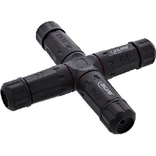 InLine® Netzkabelkupplung, IP68, 3-polig, 4-Wege, M20, schwarz 69927V