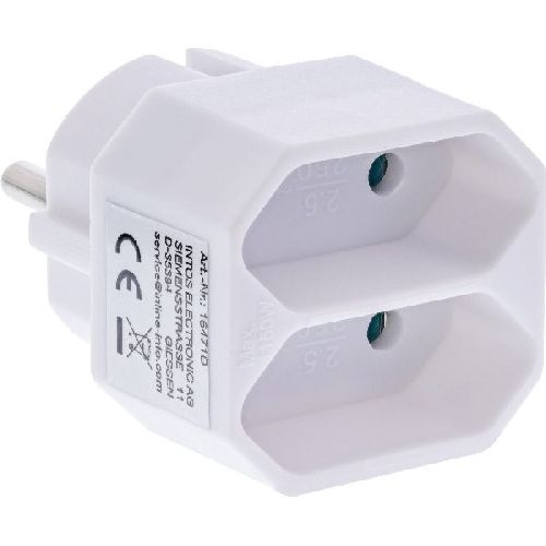 InLine® Steckdosenadapter, Schutzkontakt-Stecker auf 2x Eurobuchse 16471D