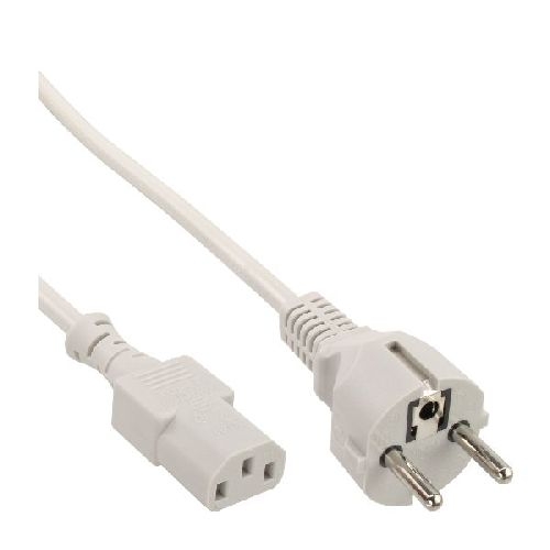 InLine® Netzkabel, Schutzkontakt gerade auf Kaltgerätestecker C13, 0,5m, grau 16651K