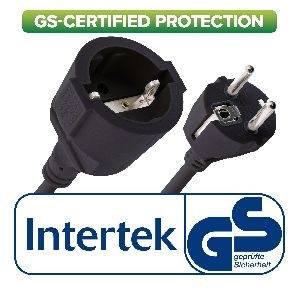 InLine® Schutzkontakt-Verlängerung ST / BU, schwarz,1m 16400