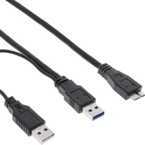 InLine® USB 3.2 Gen.1 Y-Kabel, 2x A an Micro B, schwarz, 1,5m 35415Y