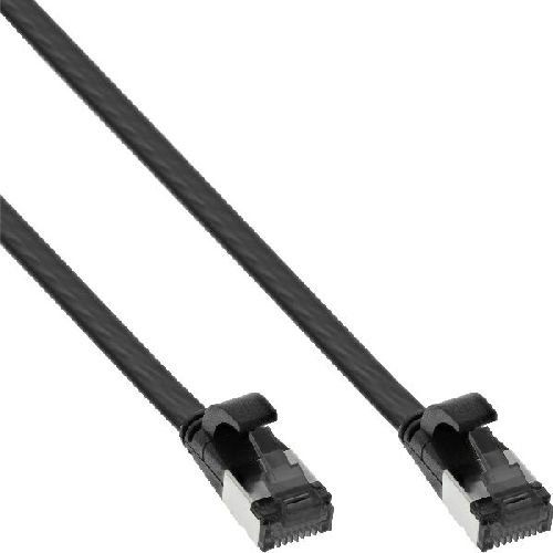 InLine® Patchkabel flach, U/FTP, Cat.8.1, TPE halogenfrei, schwarz, 0,3m 75813S