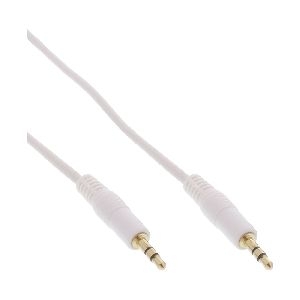 InLine® Klinke Kabel, 3,5mm Stecker / Stecker, Stereo, weiß / gold, 1m 99941W