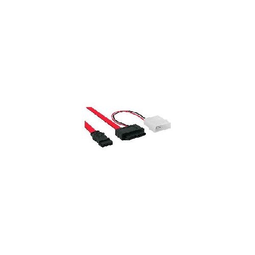 InLine® Slimline SATA Kabel, Slimline SATA ST 13pol. (7+6) zu SATA+Strom, 0,4m 29608
