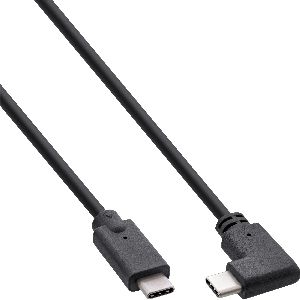 InLine® USB 3.2 Gen.2 Kabel, USB-C Stecker/Stecker gewinkelt, schwarz, 1,5m 35704W