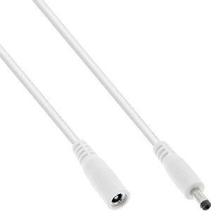 InLine® DC Verlängerungskabel, DC Stecker/Buchse 4,0x1,7mm, AWG 18, weiß 0,5m 26955D