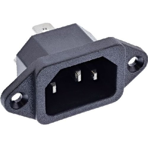 InLine® Kaltgeräte Einbaubuchse IEC-C14, schwarz, mit 6,3mm Steckfahne S-16701