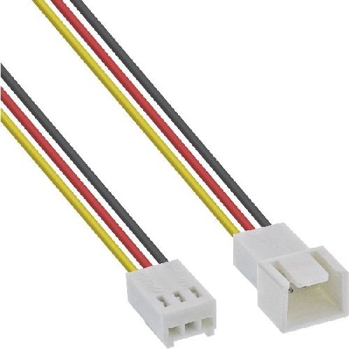 InLine® Lüfterkabel Verlängerung, 3pol Molex Stecker/Buchse, Tachosignal, 0,3m 33328