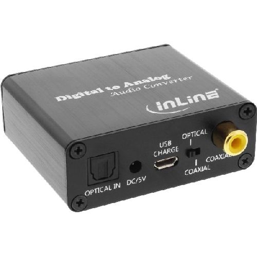 InLine® Audio DA-Wandler, Toslink &amp; Cinch Eingang zu Cinch Stereo Ausgang, USB 65002K