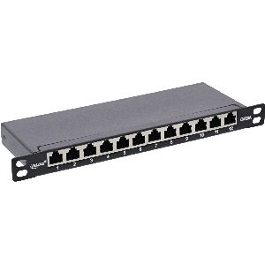InLine® Patchfeld Cat.6A 12-fach 10&quot; 0,5HE schwarz, RAL9005 76819S