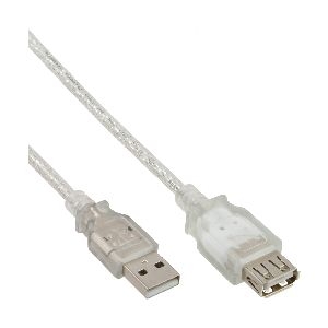 InLine® USB 2.0 Verlängerung, St/Bu, Typ A, transparent, 0,5m 34650