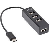 InLine® USB 2.0 4-Port Hub, USB-C Stecker auf 4x USB-A Buchse, Kabel 15cm 33293J