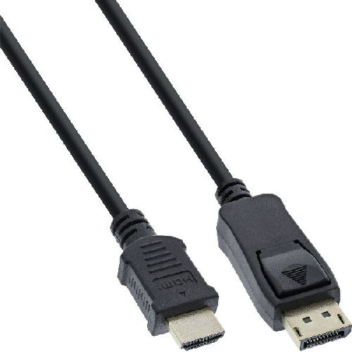 InLine® DisplayPort zu HDMI Konverter Kabel, 4K/30Hz, schwarz, 0,5m 17186
