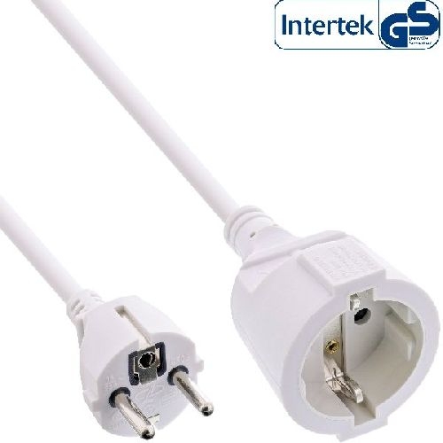 InLine® Schutzkontakt-Verlängerungskabel, CEE 7/7, H05VV-F3G1,5, weiß, 1,5m 16401W