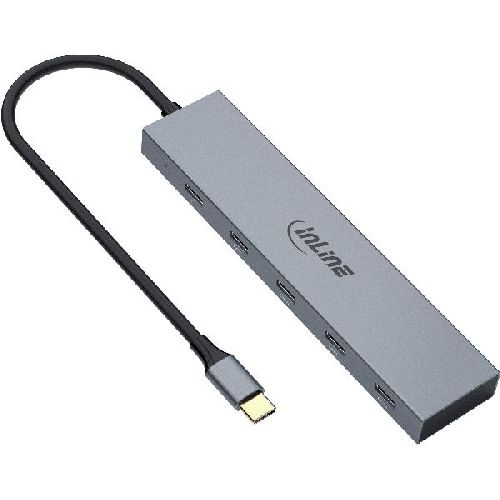 InLine® USB-C Hub, 4x USB-C + Power Delivery 100 W, USB 3.2 Gen.2, grau 35392E