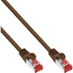 InLine® Patchkabel, S/FTP (PiMf), Cat.6, 250MHz, PVC, Kupfer, braun, 25m 76425K
