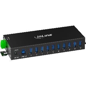 InLine® USB 3.2 Gen.1 Industrie-Hub, 10 Port, Aluminiumgehäuse, mit Netzteil 35396C