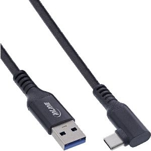 InLine® USB 3.2 Gen.1 Kabel, USB-C St gewinkelt - USB-A St für VR, schwarz, 5m 35715V