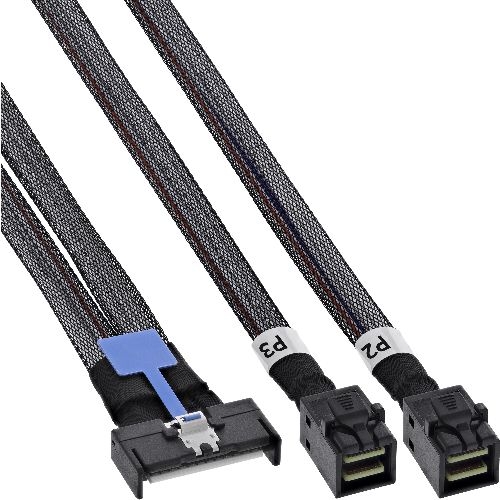 InLine® MCIO Kabel, MCIO x8 auf 2x MiniSAS-HD SFF-8643, 1 m 27666C