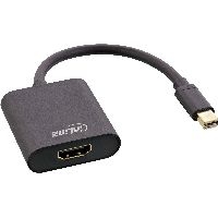 InLine® Mini DisplayPort HDMI Adapterkabel Aluminium mit Audio, 4K/60Hz, schwarz, 0,15m 17193S