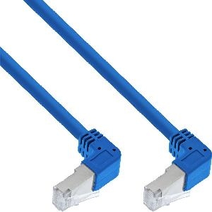 InLine® Patchkabel 2-seitig unten gewinkelt, S/FTP, Cat.6, 250MHz, blau, 1,6m S-76602BU-1.6