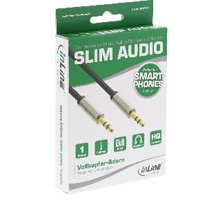 InLine® Basic Slim Audio Cable 3.5mm M/M, Stereo, 1m S-99211