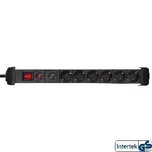 InLine® Steckdosenleiste Alu, 6-fach Schutzkontakt, mit Ü-Schutz, Schalter, 1,5m 16436A