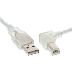 InLine® USB 2.0 Kabel, A an B rechts abgewinkelt, transparent, 0,5m 34517R