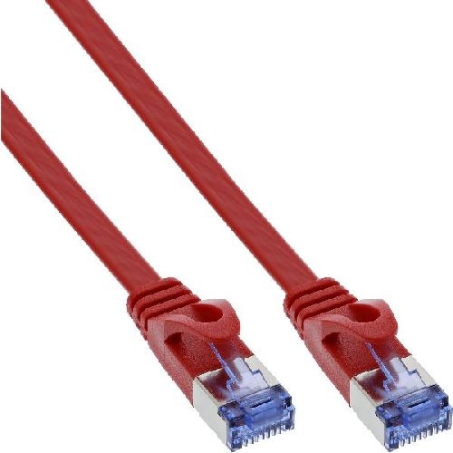 InLine® Patchkabel flach, U/FTP, Cat.6A, rot, 10m 71800R