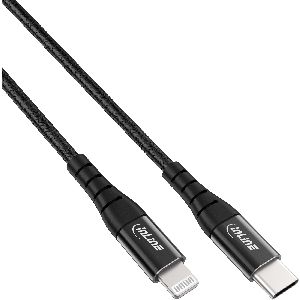 InLine® USB-C Lightning Kabel, für iPad, iPhone, iPod, schwarz/Alu, 1m MFi 31450D