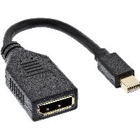 InLine 17150S InLine® Kabel Mini DisplayPort Stecker zu DisplayPort Buchse, 4K2K, schwarz, 0,15m