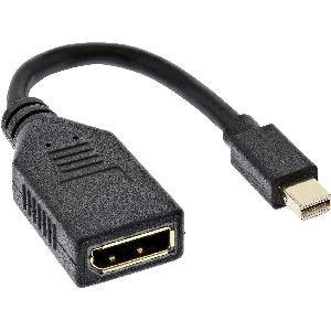 InLine® Kabel Mini DisplayPort ST zu DisplayPort BU, 4K2K, schwarz, 0,15m 17150S