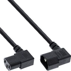 InLine® Netzkabel Kaltgeräteverlängerung, C13 auf C14, 90° abgewinkelt, 1,8m 16620A