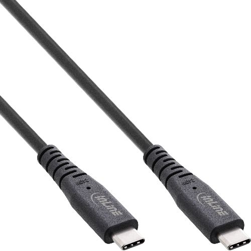 InLine® USB4 Kabel, USB-C ST/ST, PD 240 W, 8K60Hz, TPE, Schwarz, 1 m 35901I