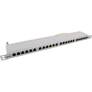 InLine® Patchfeld Cat.6A 24-fach 19&quot; 0,5HE lichtgrau RAL7035 76824E