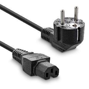 InLine® Netzkabel, Schutzkon. gew. auf Warmgerätest. C15 gerade, schwarz, 2m 16810D