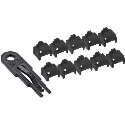 InLine® RJ45 Portblocker, Starterset mit 10 Blocker und Schlüssel, schwarz 55722I