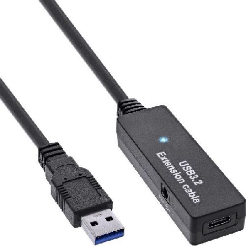 InLine® USB 3.2 Gen.1 Aktiv-Verlängerung, USB-A Stecker an USB-C Buchse, 5m 35650B