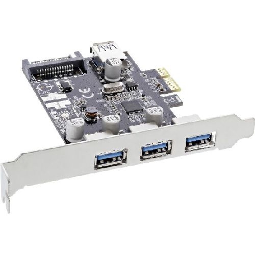 InLine® Schnittstellenkarte, 3x+1x USB 3.2 Gen.1, PCIe, SATA + LP-Slotblech 76662C