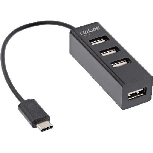 InLine® USB 2.0 4-Port Hub, USB-C auf 4x USB-A, 15cm, schwarz 33293J