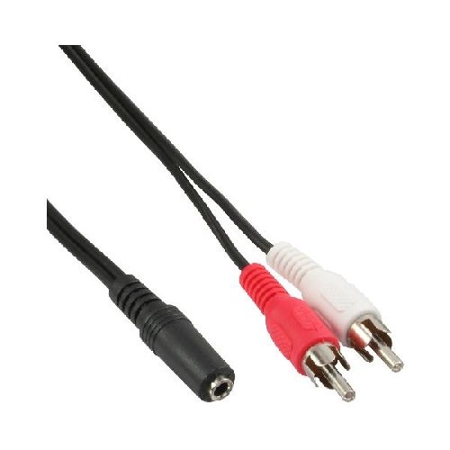InLine® Cinch/Klinke Kabel, 2x Cinch Stecker an 3,5mm Klinke Buchse, 0,2m 89940L