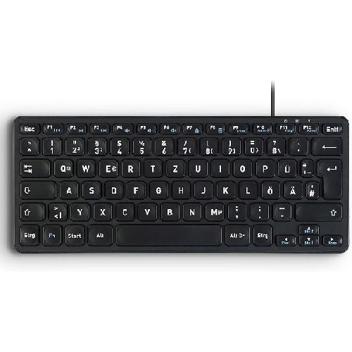 Perixx PERIBOARD-416 DE, kabelgebunden, USB Mini Tastatur mit 4 Hubs, schwarz 57150P