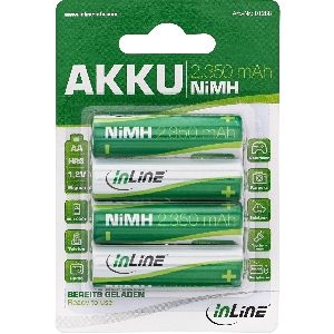 InLine® NiMH-Akku, Mignon (AA), 2350mAh, im 4er Blister 01288